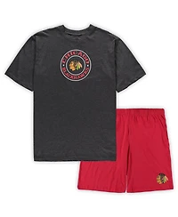 Men's Concepts Sport Red, Heathered Charcoal Chicago Blackhawks Big and Tall T-shirt Shorts Sleep Set