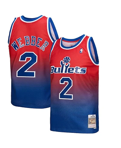 Men's Mitchell & Ness Chris Webber Royal, Red Washington Bullets 1994/95 Hardwood Classics Fadeaway Swingman Player Jersey