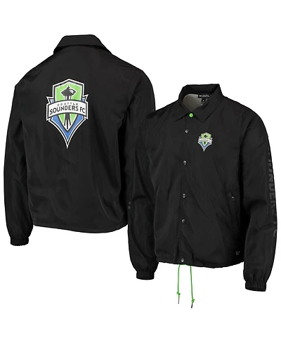Men's The Wild Collective Black Seattle Sounders Fc Coaches Full-Snap Jacket