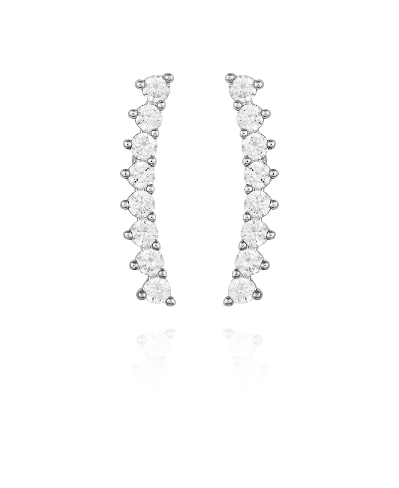 Vince Camuto Silver-Tone Cubic Zirconia Climber Earrings
