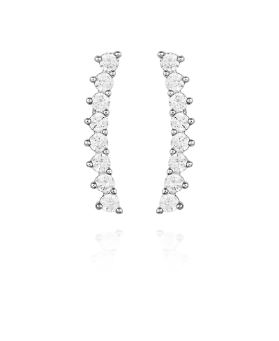 Vince Camuto Silver-Tone Cubic Zirconia Climber Earrings