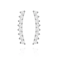 Vince Camuto Silver-Tone Cubic Zirconia Climber Earrings