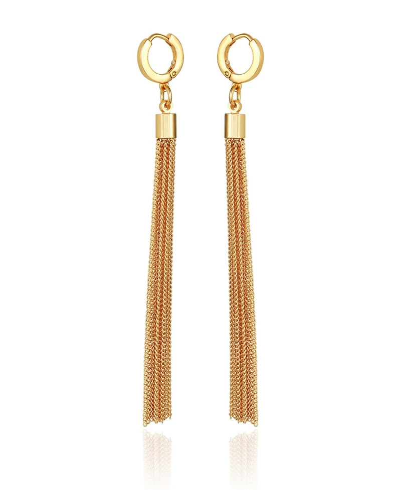 Vince Camuto Gold-Tone Huggie Tassel Hoop Drop Earrings