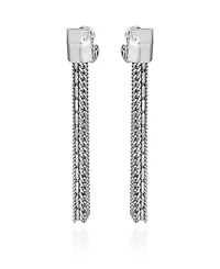 Vince Camuto Silver-Tone Mixed Chain Tassel Clip-On Drop Earrings
