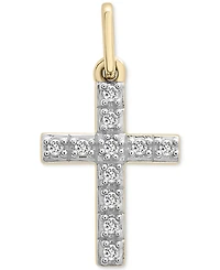 Wrapped Diamond Cross Charm Pendant (1/20 ct. t.w.) in 10k Gold, Created for Macy's