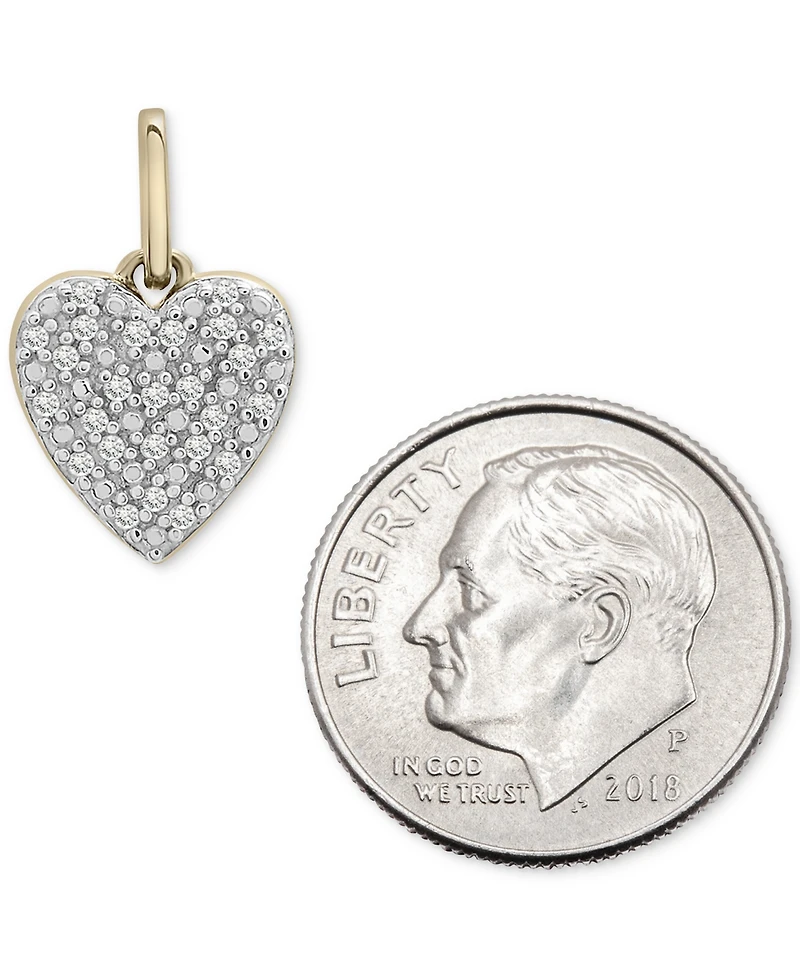 Wrapped Diamond Heart Charm Pendant (1/20 ct. t.w.) in 10k Gold, Created for Macy's
