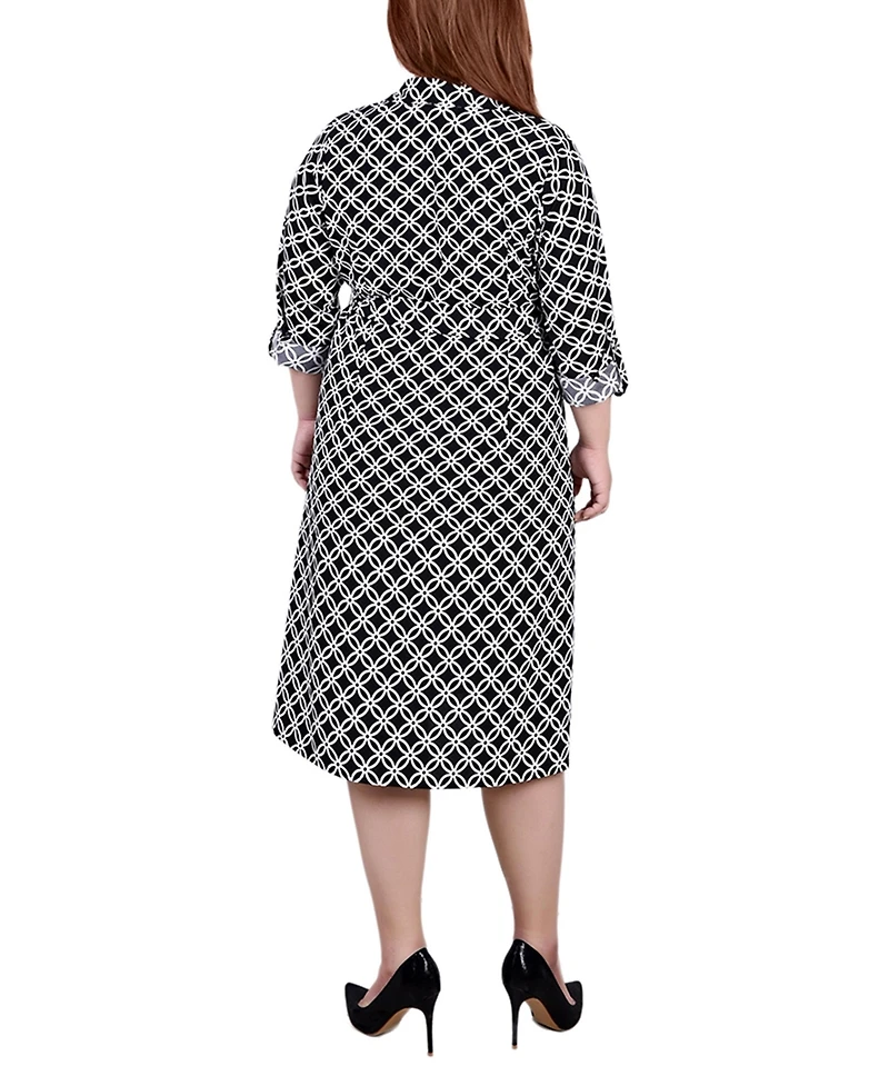 Ny Collection Plus Printed Shirt Dress