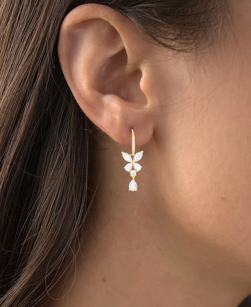 Dangling Earrings 14K Gold or Rose Plated Sterling Silver