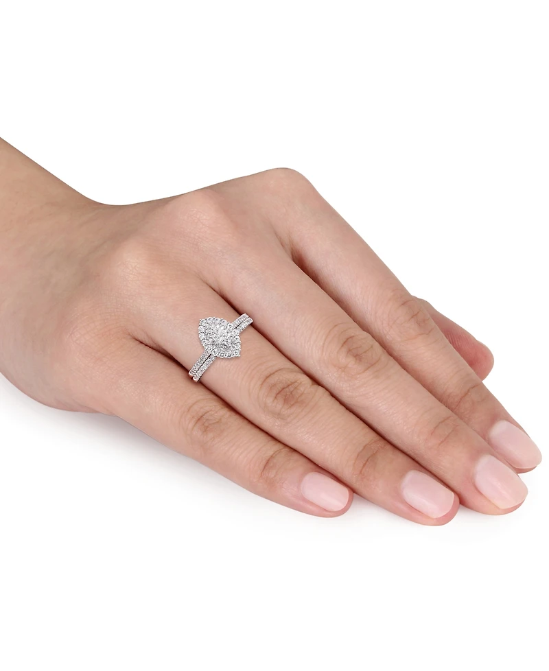 Diamond Halo Cluster Bridal Set (1/2 ct. t.w.) 14k White Gold