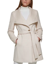Calvin Klein Womens Asymmetrical Belted Wrap Coat, Created for Macys