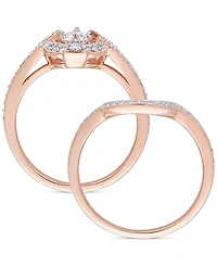 Diamond Halo Bridal Set (3/4 ct. t.w.) 14k Rose Gold