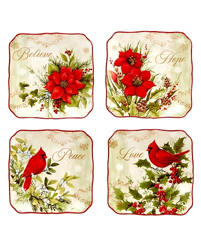Certified International Winter's Medley 4 Piece Canape Plate Set
