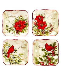 Certified International Winter's Medley 4 Piece Canape Plate Set