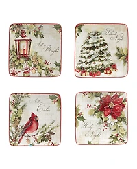 Certified International Silent Night 4 Piece Canape Plate Set