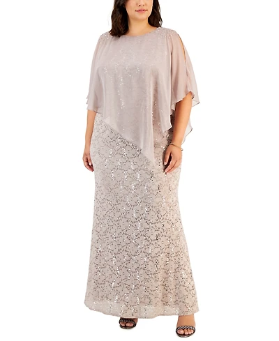 Sl Fashions Plus Beaded Popover Gown