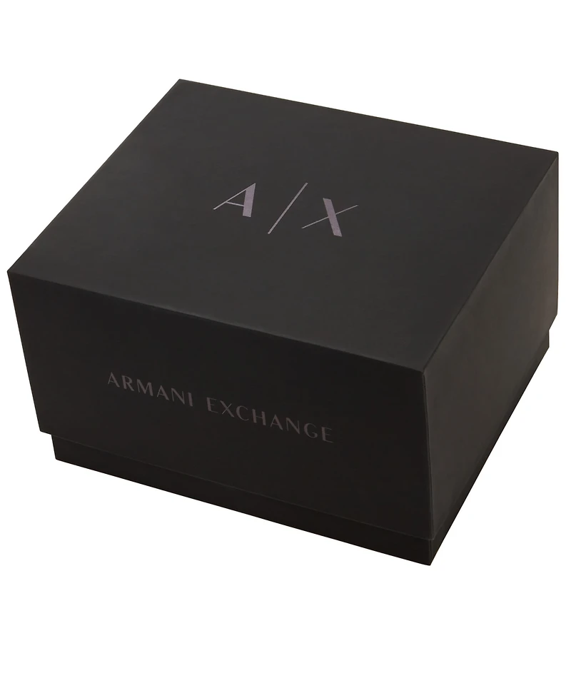 A|X Armani Exchange Men's Three-Hand Silver-tone Stainless Steel Bracelet Watch and 1 Bracelet Gift Set, 42mm
