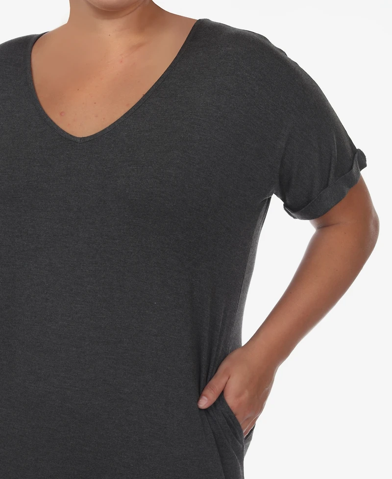 Plus Short Sleeve V-neck Maxi Dress