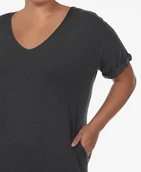 Plus Short Sleeve V-neck Maxi Dress