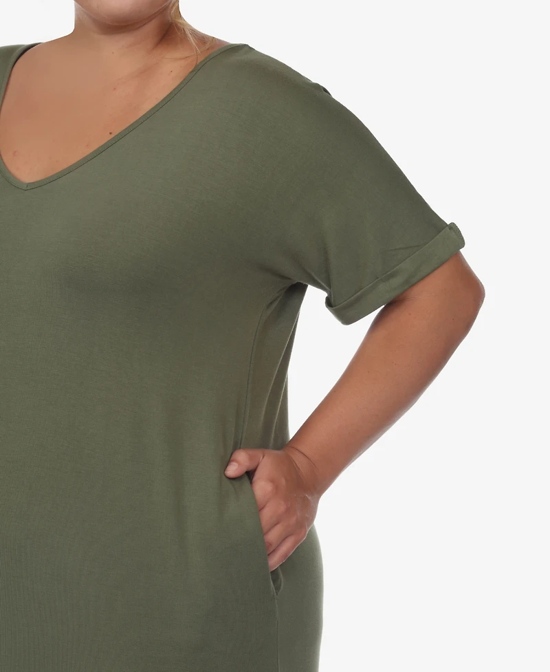 Plus Short Sleeve V-neck Maxi Dress