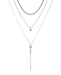 T Tahari Crystal and Imitation Pearl Layering Necklace Set, 3 Piece