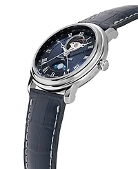 Frederique Constant Men's Swiss Automatic Classics Navy Leather Strap Watch 40mm