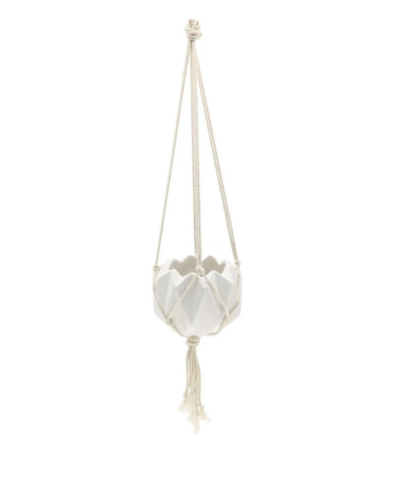 Flora Bunda Ceramic Macrame Hanging Planter
