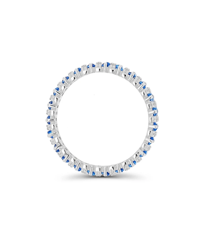 Spinel and Cubic Zirconia Sterling Silver Eternity Band Ring