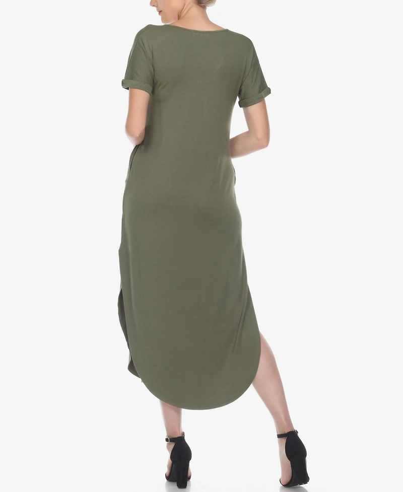 Women's Short Sleeve V-Neck Maxi Dress