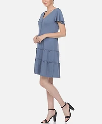 Women's Short Sleeve V-Neck Tiered Dress