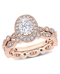 Moissanite 10K Gold Vintage-Like Halo Infinity Bridal Ring Set, 2 Piece