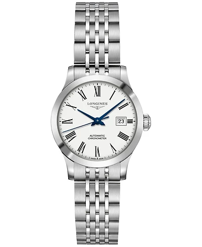 Longines Women's Swiss Automatic Chronometer Record Stainless Steel Bracelet Watch 30mm