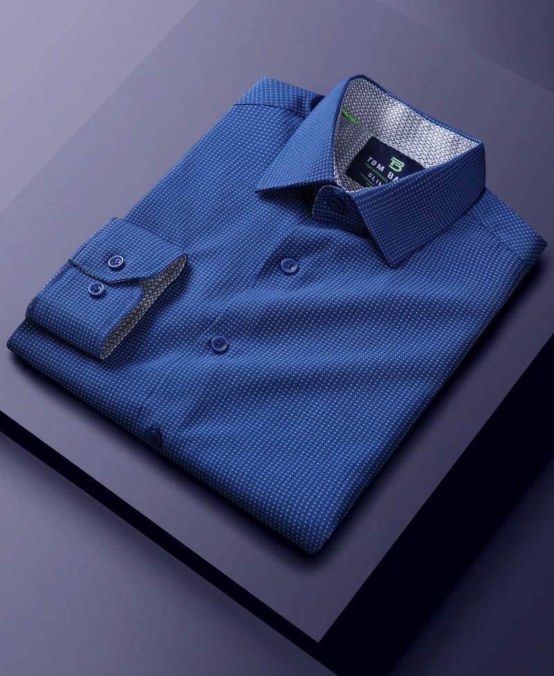 Men's Slim Fit Performance Long Sleeve Geometric Dress Shirt