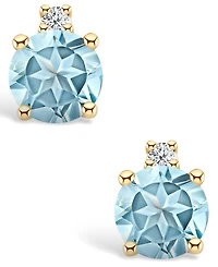 Aquamarine (1/2 ct. t.w.) and Diamond Accent Stud Earrings 14K Yellow Gold