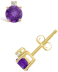 Amethyst (1/2 ct. t.w.) and Diamond Accent Stud Earrings 14K Yellow Gold