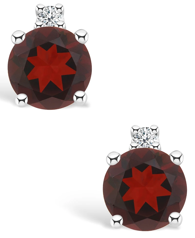 Garnet (3/4 ct. t.w.) and Diamond Accent Stud Earrings 14K Yellow Gold