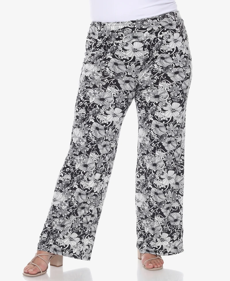 White Mark Plus Floral Paisley Palazzo Pants