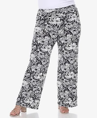White Mark Plus Floral Paisley Palazzo Pants