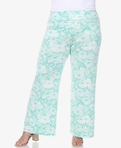 White Mark Plus Floral Paisley Palazzo Pants