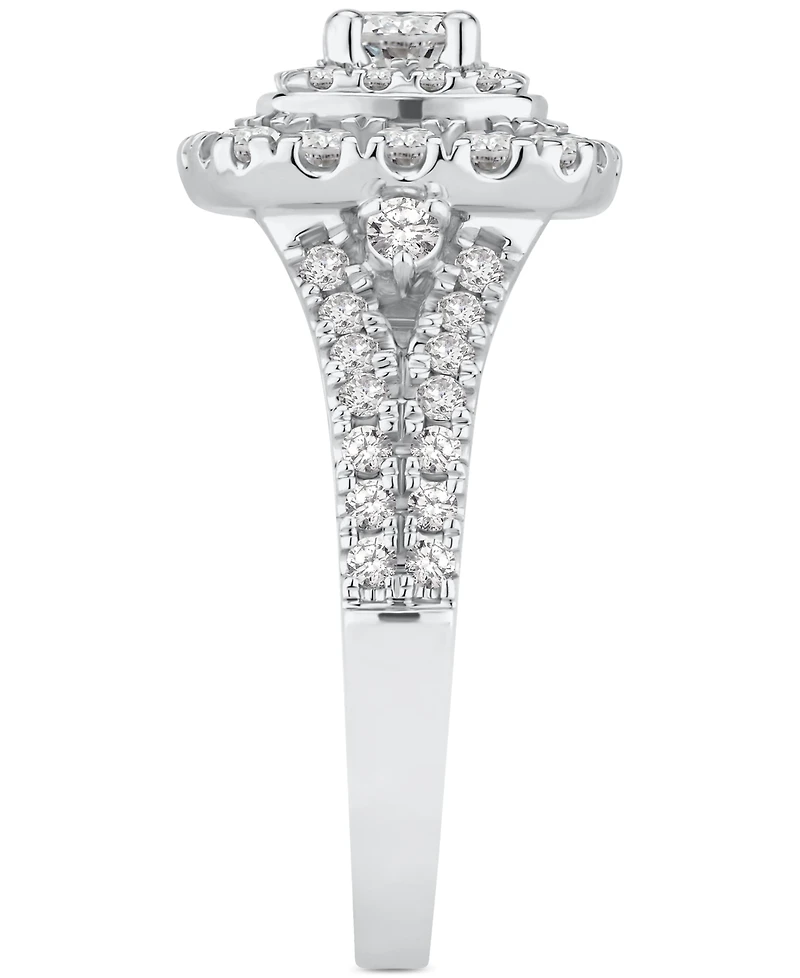 Diamond Halo Cluster Engagement Ring (1-3/8 ct. t.w.) in 14k White Gold