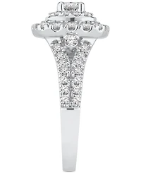 Diamond Halo Cluster Engagement Ring (1-3/8 ct. t.w.) in 14k White Gold