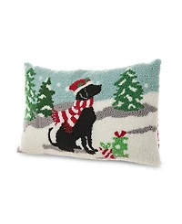 Glitzhome Hooked Christmas Dog Pillow, 18" x 12"