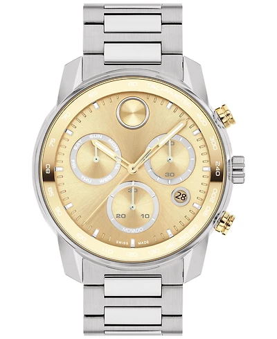Movado Men's Swiss Chronograph Bold Verso Stainless Steel Bracelet Watch 44mm