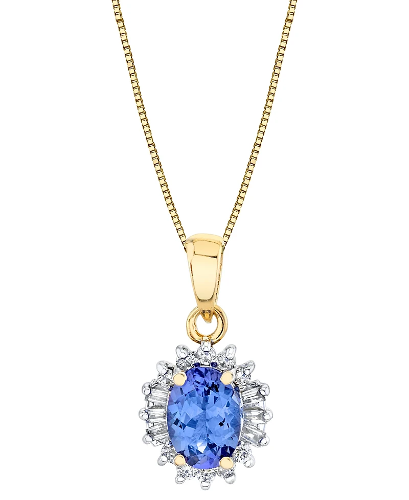 Tanzanite (1 ct. t.w.) & Diamond (1/5 ct. t.w.) Halo 18" Pendant Necklace in 10k Gold