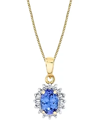 Tanzanite (1 ct. t.w.) & Diamond (1/5 ct. t.w.) Halo 18" Pendant Necklace in 10k Gold