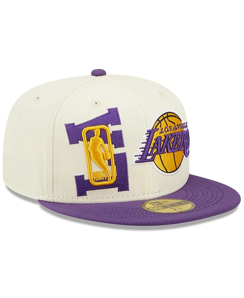 Men's New Era Cream, Purple Los Angeles Lakers 2022 Nba Draft 59FIFTY Fitted Hat