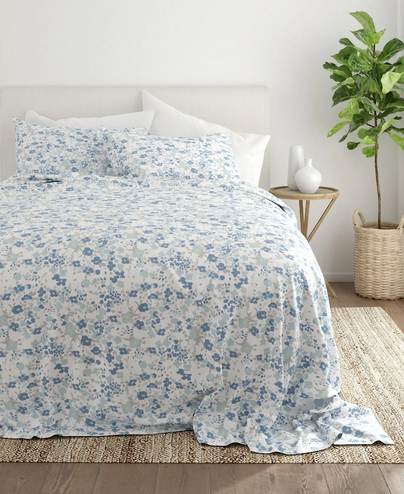 ienjoy Home Ultra Soft Violets Pattern 3-Pc. Sheet Set, Twin
