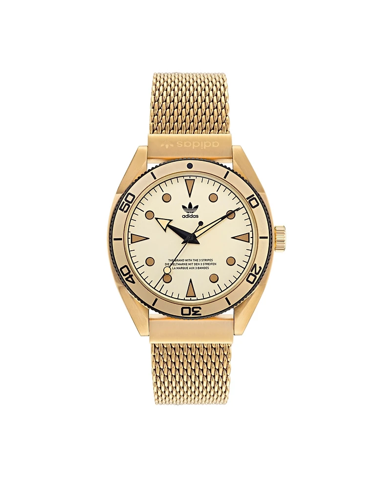 adidas Unisex Three Hand Edition Two Gold-Tone Mesh Strap Watch 42mm