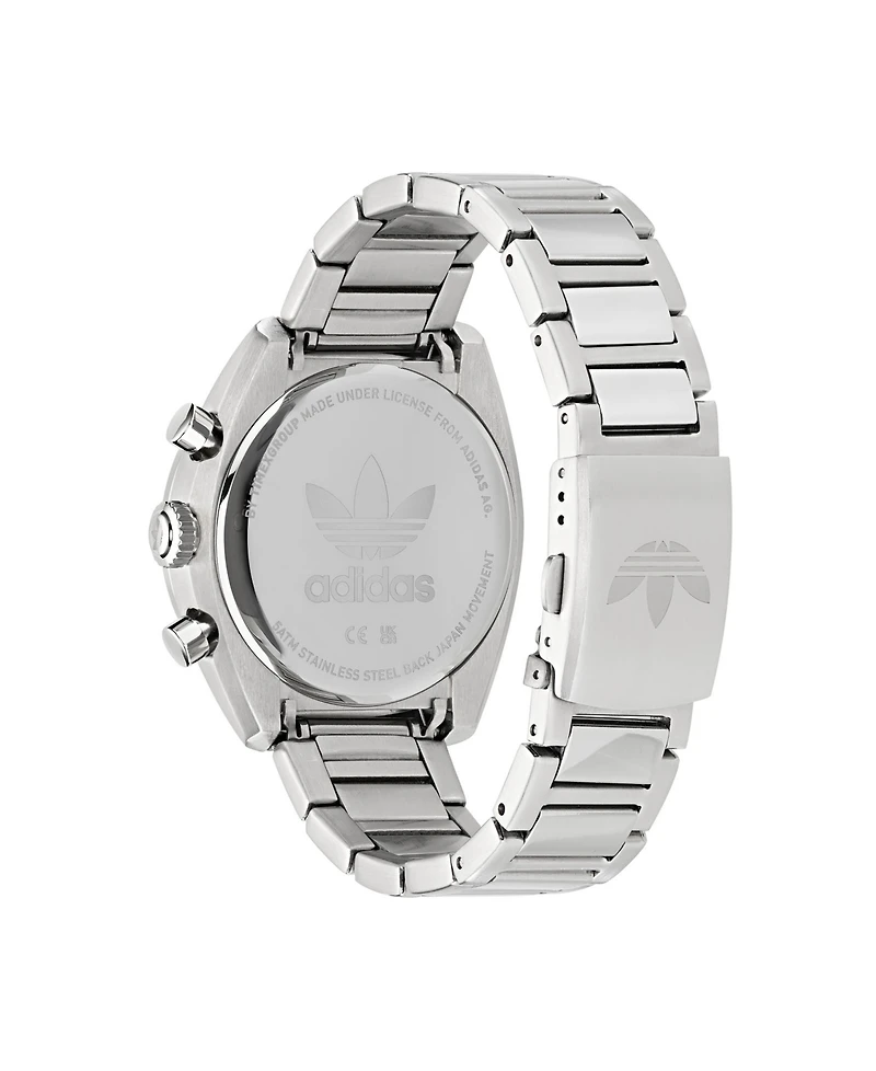 adidas Unisex Three Hand Edition One Chrono Silver-Tone Stainless Steel Bracelet Watch 40mm