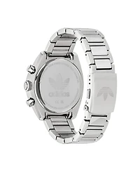 adidas Unisex Three Hand Edition One Chrono Silver-Tone Stainless Steel Bracelet Watch 40mm