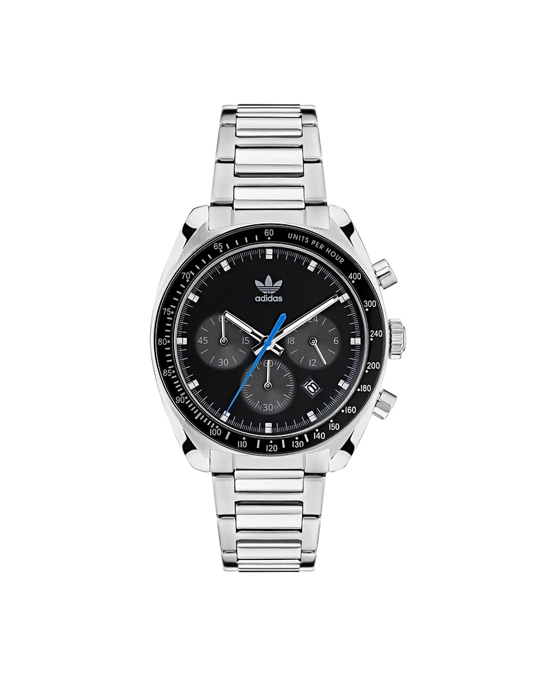adidas Unisex Three Hand Edition One Chrono Silver-Tone Stainless Steel Bracelet Watch 40mm